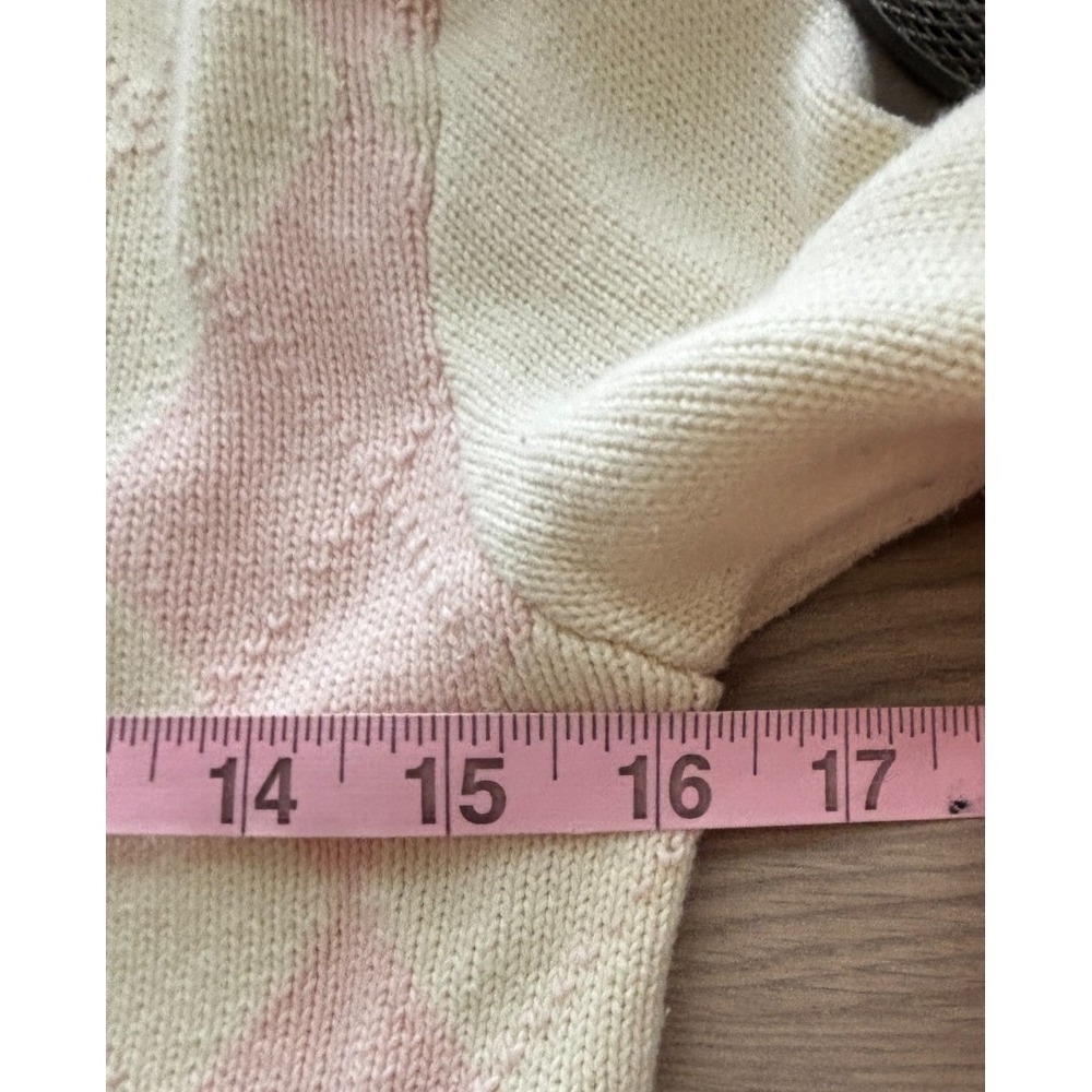 John Galt Brandy Melville Argyle Cardigan Sweater Preppy Light Blue Pink Sz XS/S - Picture 7 of 8